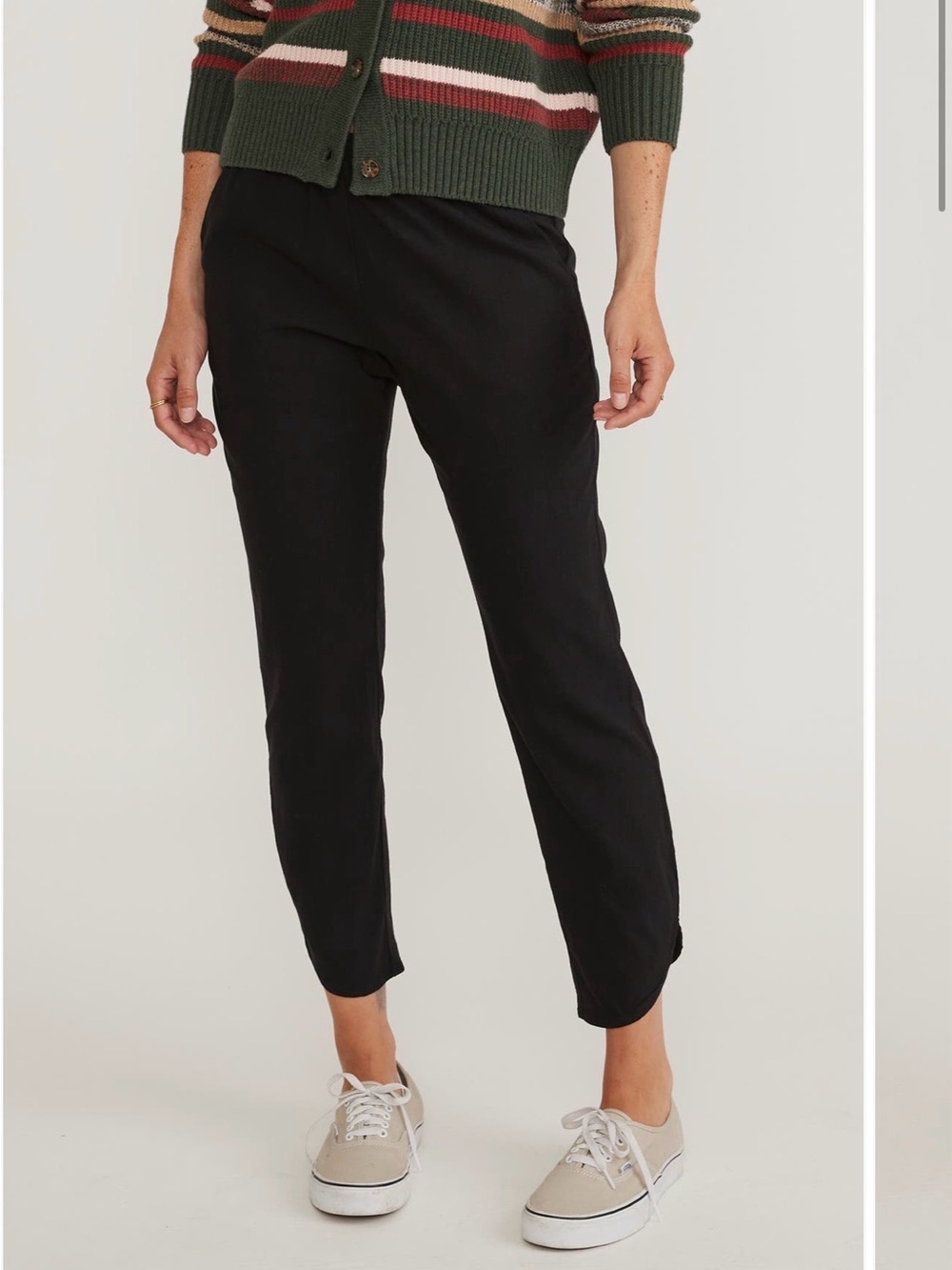 Marine Layer Black Cropped Tapered Ankle Pants